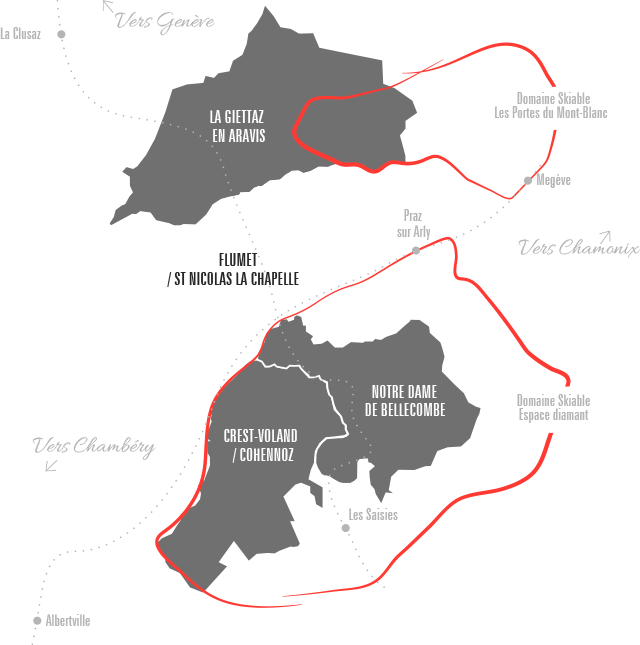 Situer Flumet / St Nicolas la Chapelle dans le Val d'Arly